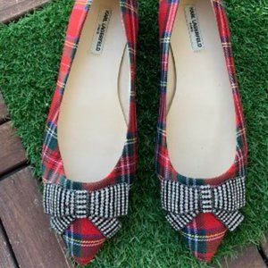 Karl Lagerfeld Flat Shoes Plaid Pointed Size 7,5